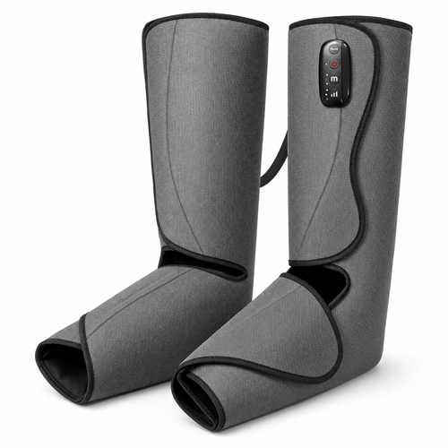 Leg compression massager on white studio background