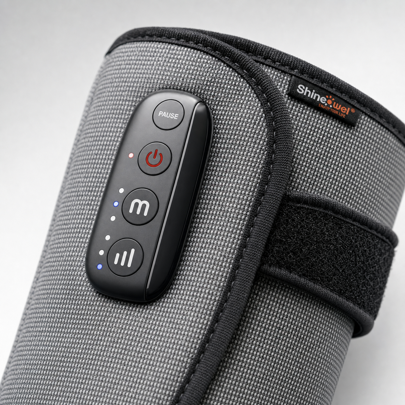 Close-up of leg compression massager control panel